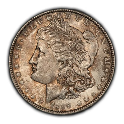 1889 $1 Morgan Silver Dollar - Subtle Speckled Rainbow Toning - BU - SKU-D4638 - Image 1 of 4