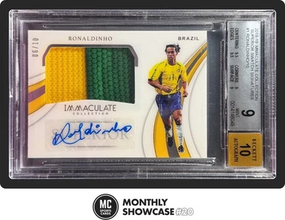 RONALDINHO BGS 9 2018-19 IMMACULATE SUPERIOR SWATCH MATCH-WORN PATCH AUTO 06/10 - Image 1 of 4