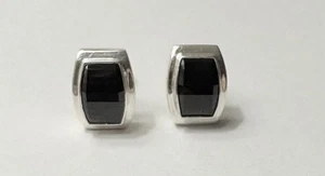 Michael Dawkins Sterling Silver-14K Post Earrings W/ Faceted Onyx - Picture 1 of 7