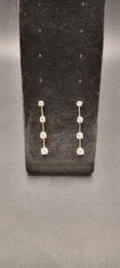 925 Sterling Silver Dangle Drop DiamoniqueCz  Earrings (SJ709) - Picture 1 of 9