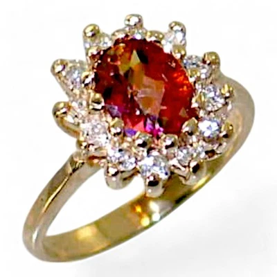Anillo de mujer Twilight Fire Topacio, oro macizo de 10 KY o 14 KY, R235 Foto 1 de 4