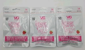 3 Pack Vita-Globe Biotin Gummies 14 Count Each • 250 mcg • Hair Skin Nails Suppo - Picture 1 of 2
