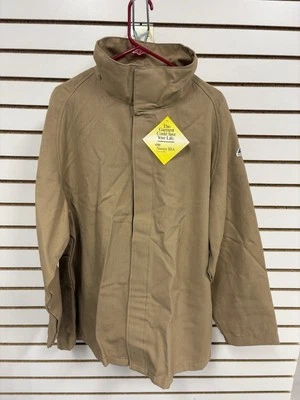Bulwark FR Jacket Mens L Beige Flame Fire Resistant Full Snap Work Coat BH - Image 1 of 4