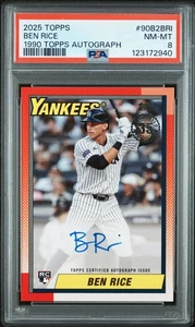2025 Topps #90B2-BRI Ben Rice 35th Anniversary AUTO RC PSA 8 New York Yankees - Picture 1 of 2
