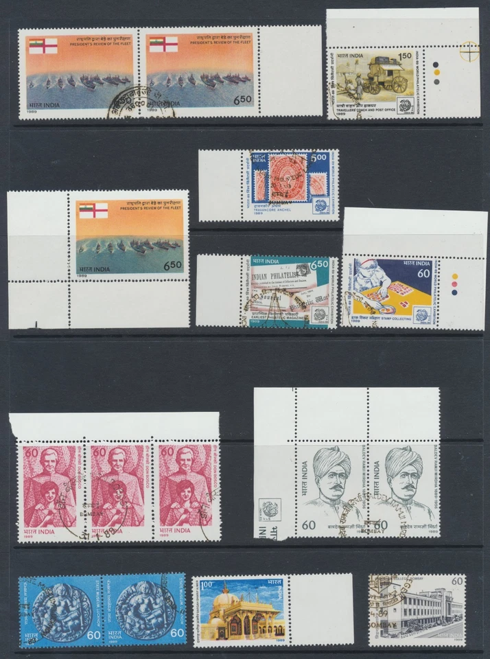 India Stamps 1989 SG1356/1362;1364/5;1368 MNH + used CV £12.75 - Image 1 of 1