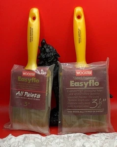 2 Wooster Easyflo Paintbrushes NIP 3 inches & 3 1/2 inches Use w/All Paint Types - Picture 1 of 9