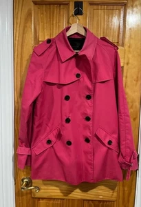 Coach New York Double-Breasted Trench Coat Pink Cotton Blend Belted Jacket Size - Picture 1 of 10