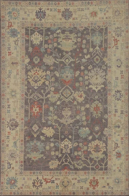 Transitional Purple Oushak Turkish Large Rug 10x14 Ft Vegetable Dye Wool Carpet - Image 1 of 4