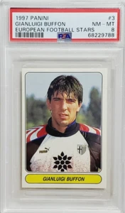 1997-98 Panini European Football Stars #3 Gianluigi Buffon PSA 8 casi nuevo-como nuevo Pop4 Goat - Imagen 1 de 4