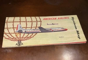 American Airlines System Map Vintage Fold Out DC- 7 Hand Drawn Notes Pilot? - Picture 1 of 24