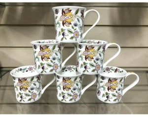 Set 6 tazzine caffè Minton fiori osso Cina tè caffè regalo ideale - Foto 1 di 6