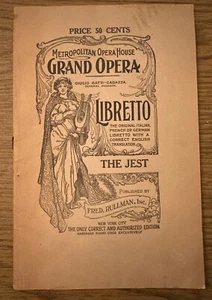 Metropolitan Opera Libretto, Giordano THE JEST Fred D. Rullman 1925 Rare 67 Pgs - Picture 1 of 14