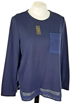 DAKS LONDON Womans WOOL Blend L/S TUNIC TOP Broderie Anglaise Stretch - M - £279 - Image 1 of 4