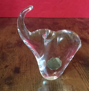 Signed MCM Royal Kendall Lead Crystal Trunk Up Elephant Clear Glass Sculpture - Picture 1 of 5