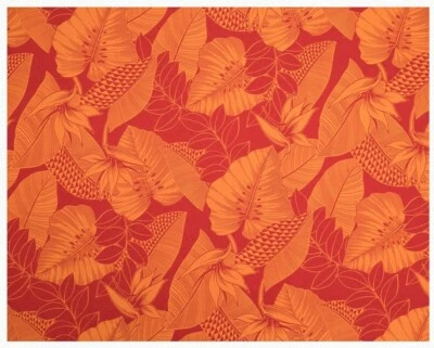 Tela ligera de polialgodón hawaiano rojo y naranja se vende por yarda 45" de ancho Foto 1 de 4