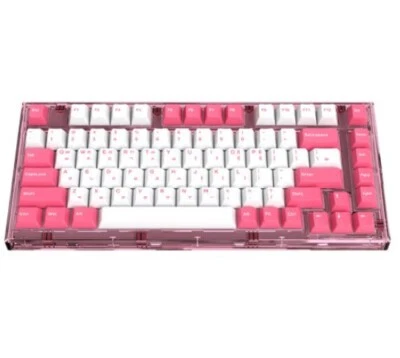 ABKO AG75W gasket mount wired/wireless Bluetooth keyboard rose pink (Red Linear) - Image 1 of 3