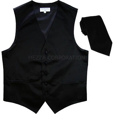 New men's Vesuvio Napoli tuxedo vest waistcoat_necktie wedding Black 5XL 6XL - Image 1 of 3