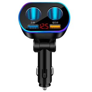 2 Way Car Cigarette Lighter Socket Splitter Dual USB Charger QC3.0 Adapter G - Picture 1 of 10