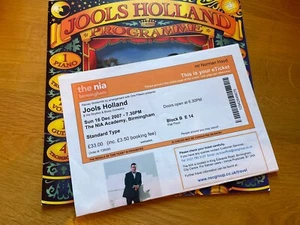 Jools Holland Programme And Ticket 2007 - Foto 1 di 3