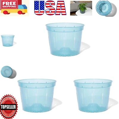 Macetas duraderas para orquídeas ranuradas de 8" - Paquete de 3 con protección UV en zafiro azul Foto 1 de 4
