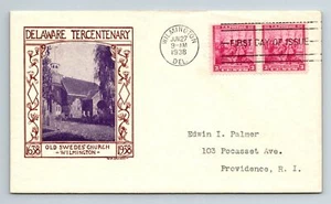 SC# 836 FDC - Grandy Cachet - Purple and Brown Cachet - Pair - L34448 - Picture 1 of 2