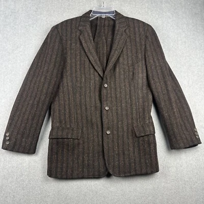 Blazer Harris Tweed Para Hombres 40R Marrón Rayas 100% Lana Tejido a Mano Chaqueta Deportiva Foto 1 de 4
