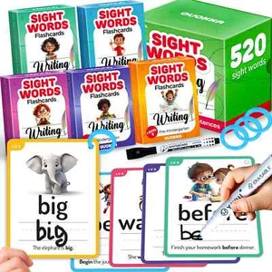520 Sight Words Flash Cards for Kids - 5 Levels from Pre-K to 3rd Grade - Picture 1 of 7