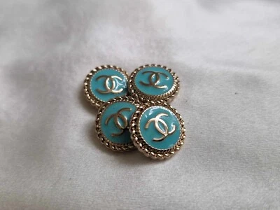 LOT OF 4 CHANEL TURQUOISE BUTTONS 16MM - Image 1 of 4