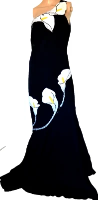 Andrew GN Bead Embellished Floral Embroidered Long Maxi Gown Dress US 4 / FR 36 - Image 1 of 4