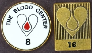 C1980s Vintage Blood Center Donation Award Enamel Lapel Pin LOT 8 & 16 Pints - Picture 1 of 4