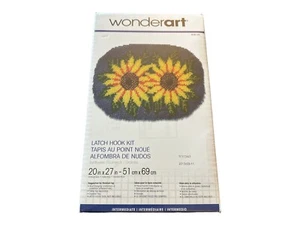 Latch Hook Rug Kit SUNFLOWERS Size 20" x 27" WonderArt New NIB - Picture 1 of 3