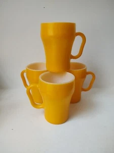 Vintage Anchor Hocking Fire King yellow mug set of 4 soda fountain juice - Picture 1 of 6