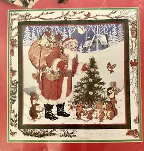 VTG “SANTA AND ANIMALS” Candamar Design #50607 Woods Counted X-Stitch KIT *SEE - Picture 1 of 4