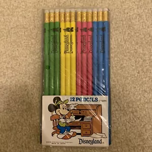 Disneyland Vintage 1978 Set of 12 Wooden Pencils Unsharpened Japan Mickey Mouse - Picture 1 of 11