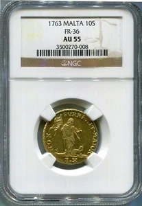 Malta - 1763 10 Scudi in NGC AU 55 RRR - Picture 1 of 2