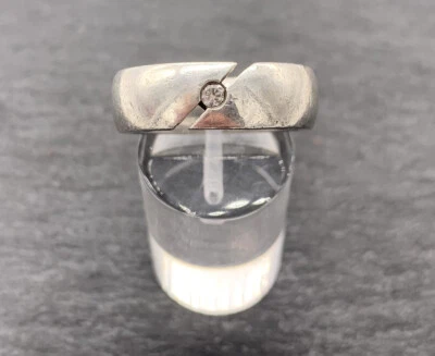 Fossil 925/- Silberring, simulierter Diamant, Ringgröße 57, 7 mm breit, - Bild 1 von 4