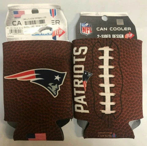 New England Patriots Pigskin NFL Collapsible Can Cooler SET OF 2 Cover