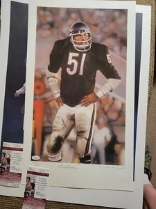 dick butkus signed 22"x13" Chicago  Bears Litho Jsa Certified LE950 - Picture 1 of 4