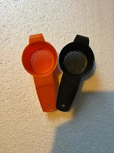 Lot Of Two Tupperware Black/orange Mini Strainer Utensil Gadget Free Shipping! - Picture 1 of 5