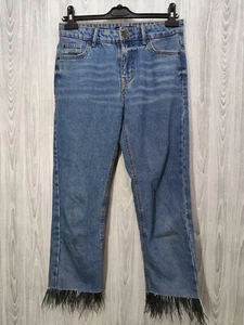 Bershka Jeans Denim Franges Wide Leg Cigarette Größe UK 8 EU 36 US 4 - Bild 1 von 5