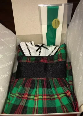 Nuevo en caja Vestido de Navidad American Girl Addy Tartán a Cuadros y Cinta Verde NUEVO Retirado Foto 1 de 4