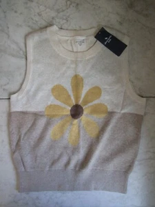 NWT Abercrombie Kids Beige Daisy Cotton/Viscose Knit Sweater Vest Youth SZ 9/10 - Picture 1 of 4