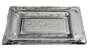 Vintage 1940’s Depression Glass Dish Rectangular Etched Cornflower Pattern Dish - Picture 1 of 8