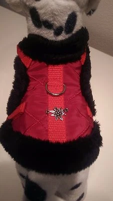 Softgeschirr warm gefüttert Brustgeschirr Hundegeschirr rot weich Halsband XS-M - Bild 1 von 4