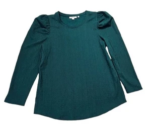 Chicos Shirt Womans Sz 1 M 8 10 Top Dress Blouse Holiday Christmas Green  - Imagen 1 de 4