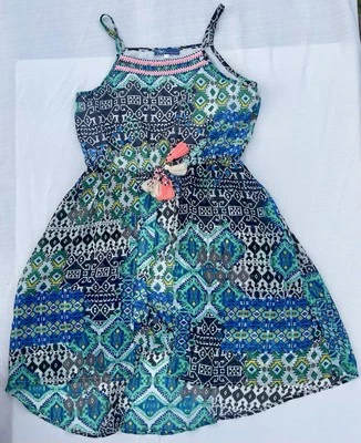 TM by TRULY ME Niñas Mameluco Alto-Bajo Pantalones Cortos Sin Mangas Azul Verde Blanco Talla 10 Foto 1 de 4