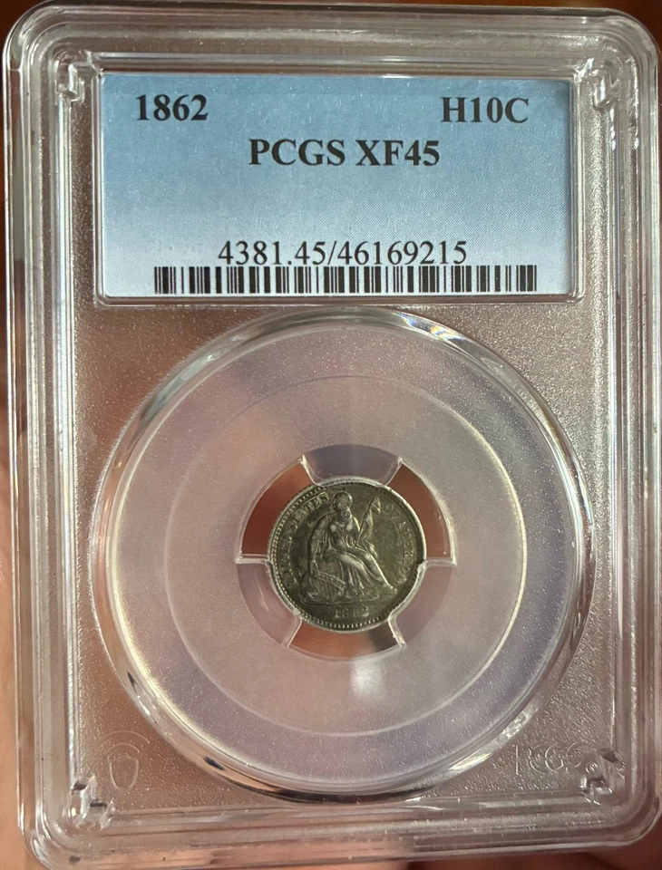 1862 Seated Liberty Civil War Silver Coin Half Dime H10c PCGS XF 45  - Image 1 of 2