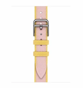 Original Apple Watch Hermes ROSE SAKURA/JAUNE DE NAPLES Twill Jump Attelage 42mm - Bild 1 von 13