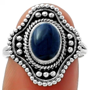 Natural Sodalite 925 Sterling Silver Ring s.8 Jewelry R-1529 - Picture 1 of 5