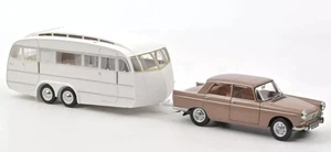 NOREV - 1965 PEUGEOT 404 marrón metalizado con caravana Henon - 1/18 - NOREV1... - Imagen 1 de 7